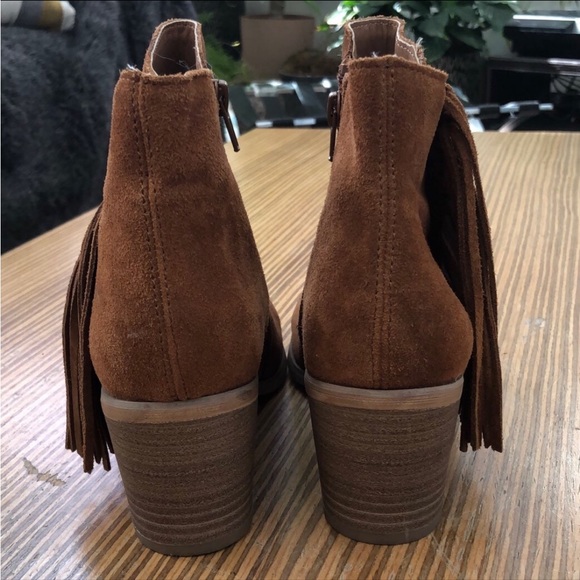 Reaction Kennerh Cole Suede Leather Fringe Booties Boots 6.5 - Picture 4 of 8